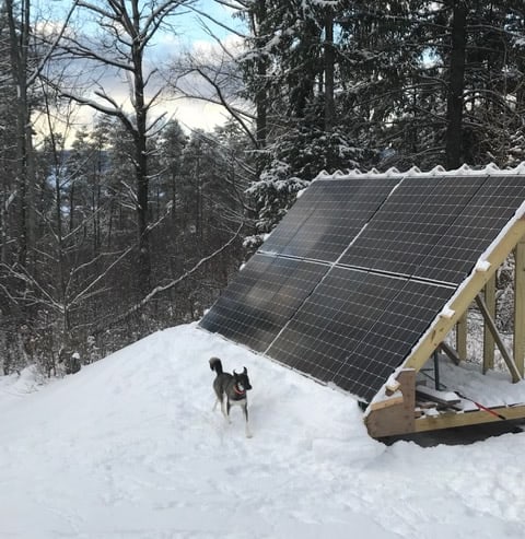 Snow on solar panels New York